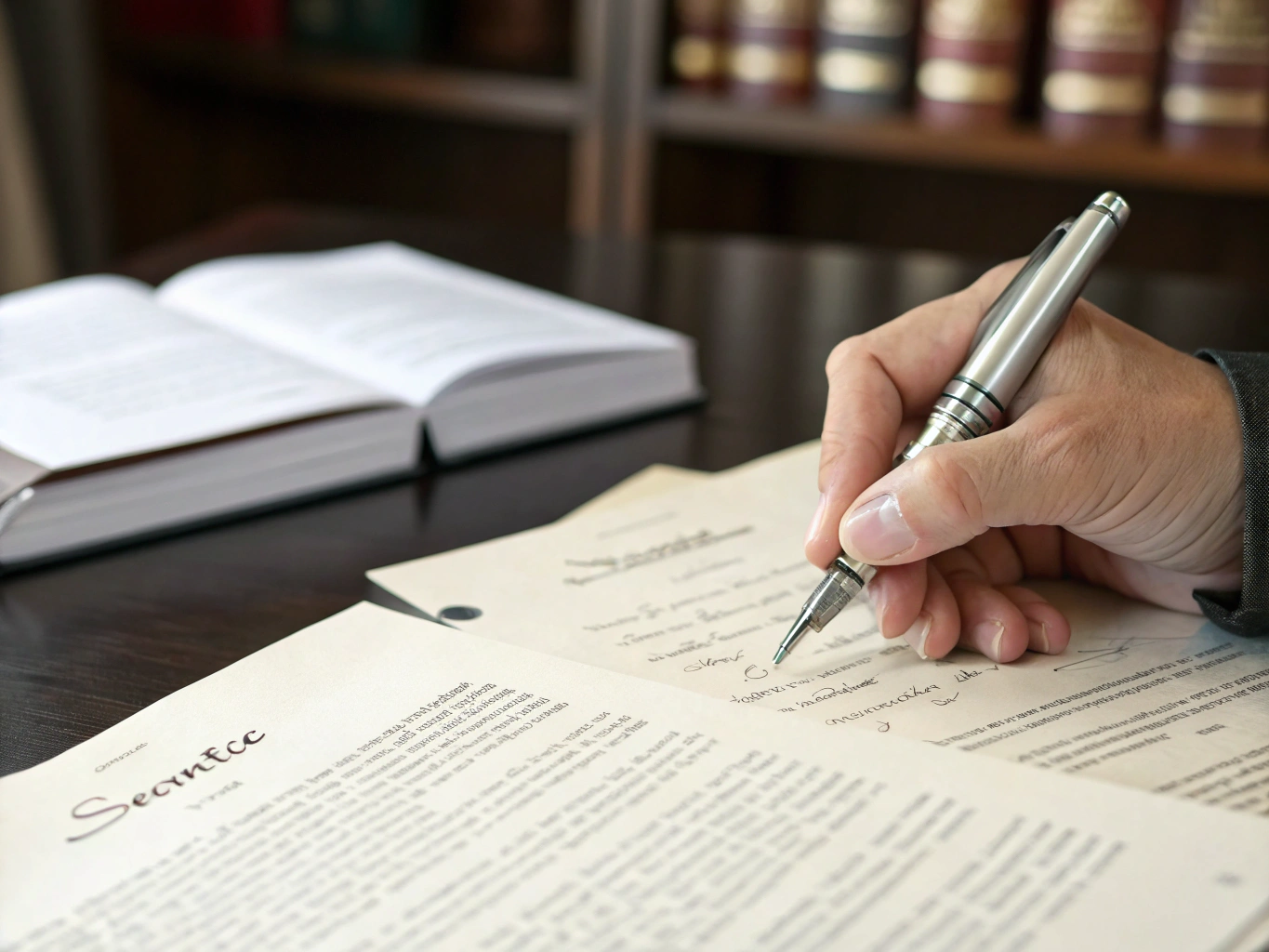 Detailed legal notes on a parchment background